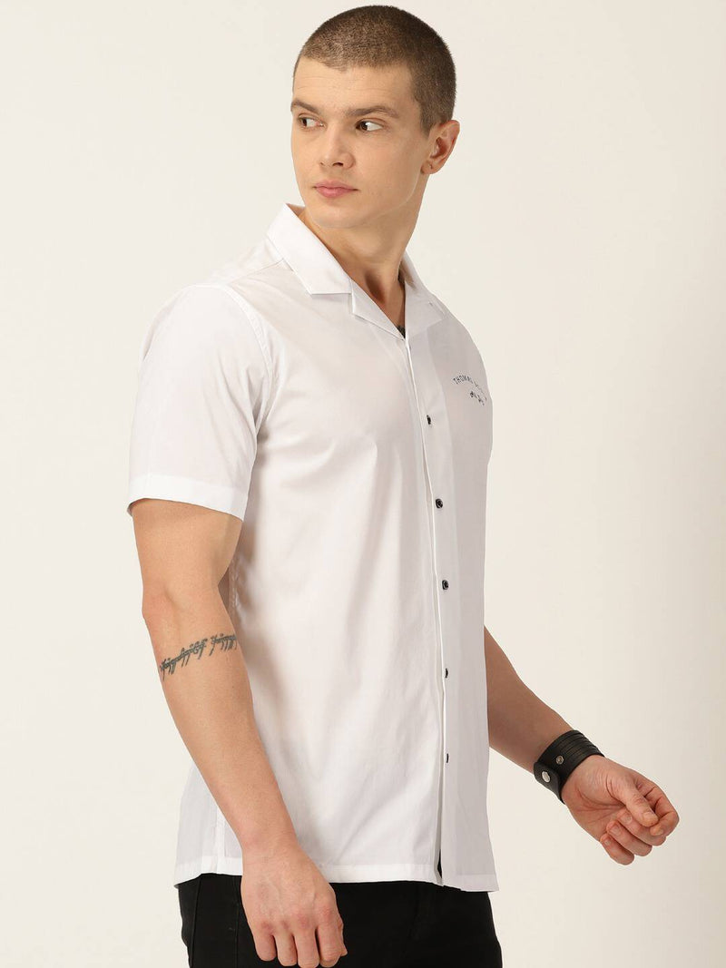 Thomas Scott Men Classic Slim Fit Cuban Collar Cotton Casual Shirt