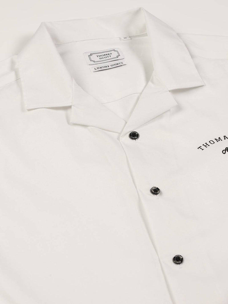 Thomas Scott Men Classic Slim Fit Cuban Collar Cotton Casual Shirt