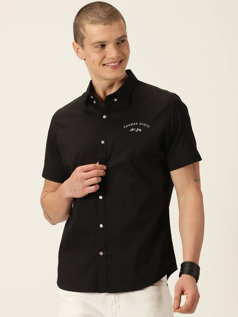 Thomas Scott Men Classic Slim Fit Button-Down Collar Casual Shirt