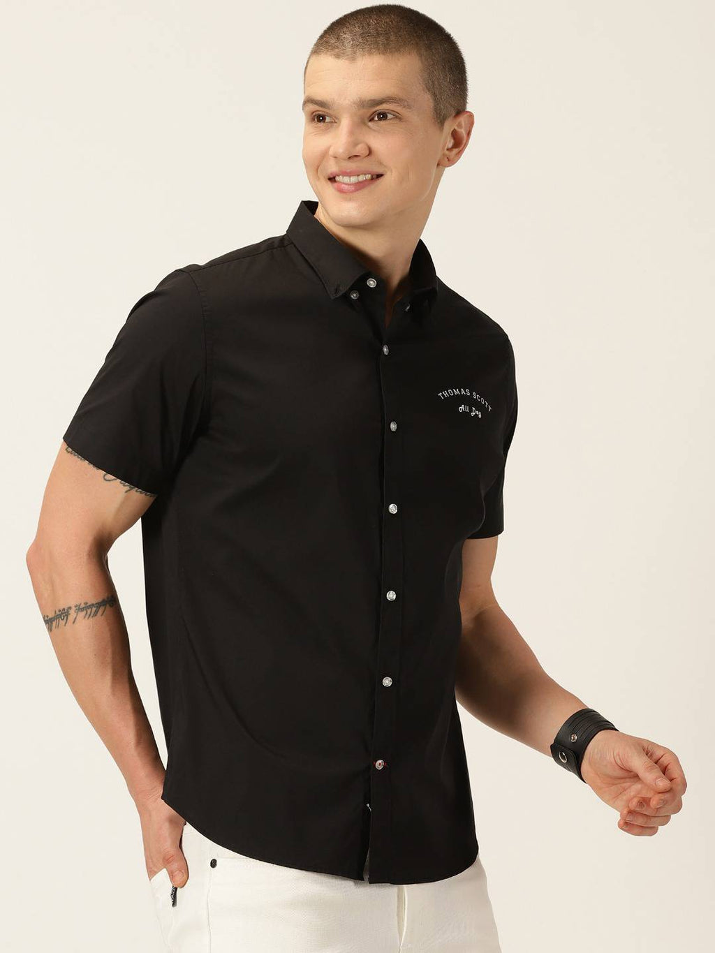 Thomas Scott Men Classic Slim Fit Button-Down Collar Casual Shirt