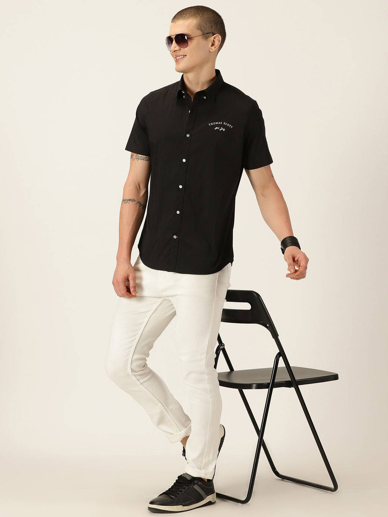 Thomas Scott Men Classic Slim Fit Button-Down Collar Casual Shirt