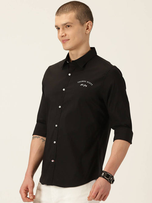 Thomas Scott Men Classic Slim Fit Spread Collar Long Sleeve Casual Shirt