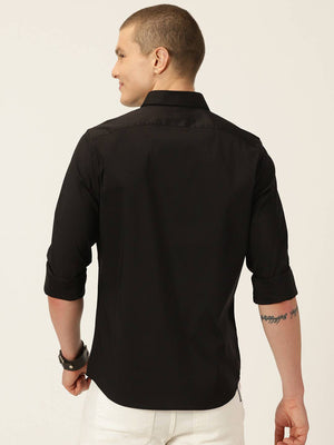 Thomas Scott Men Classic Slim Fit Spread Collar Long Sleeve Casual Shirt