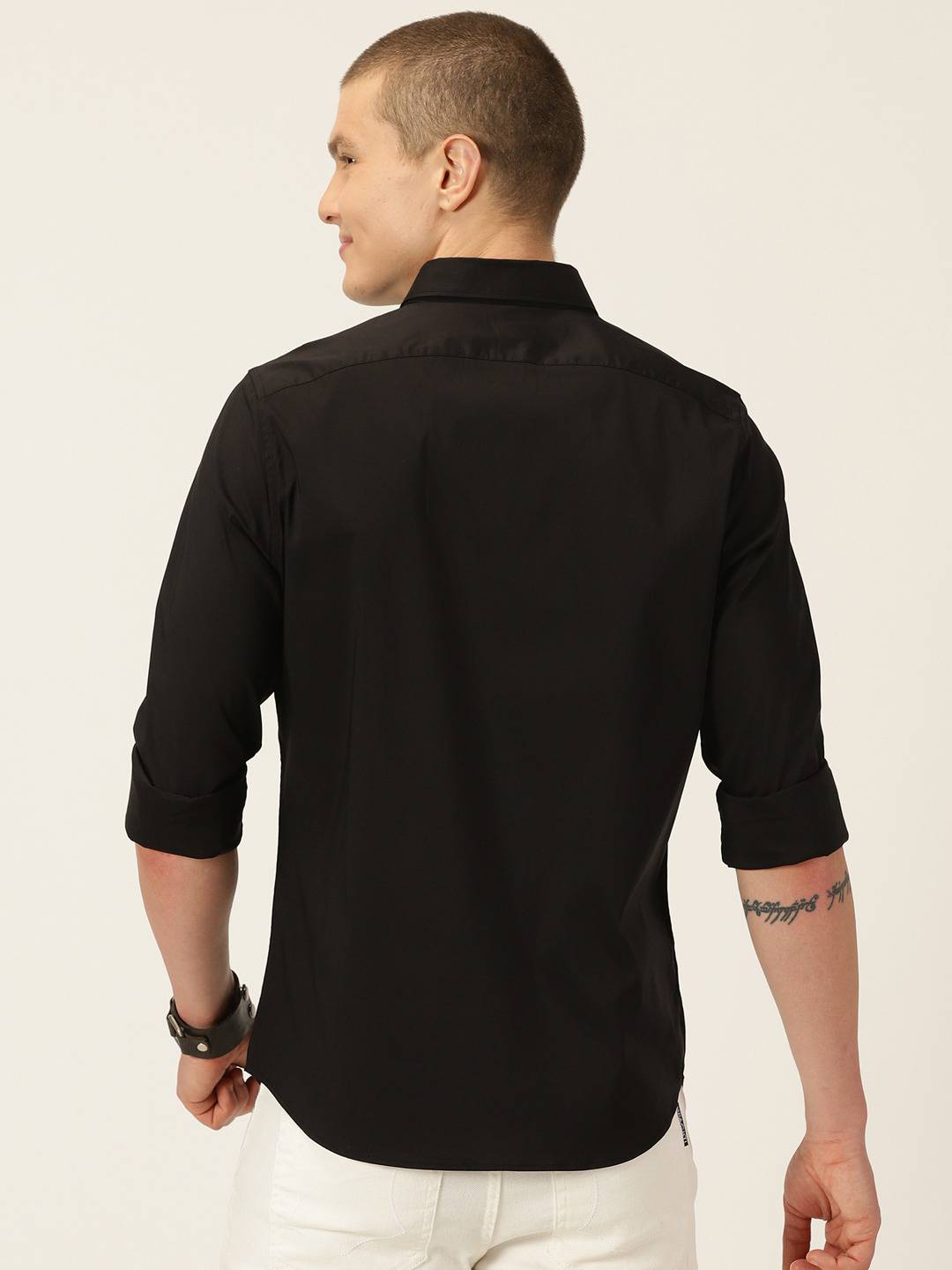 Thomas Scott Men Classic Slim Fit Spread Collar Long Sleeve Casual Shirt