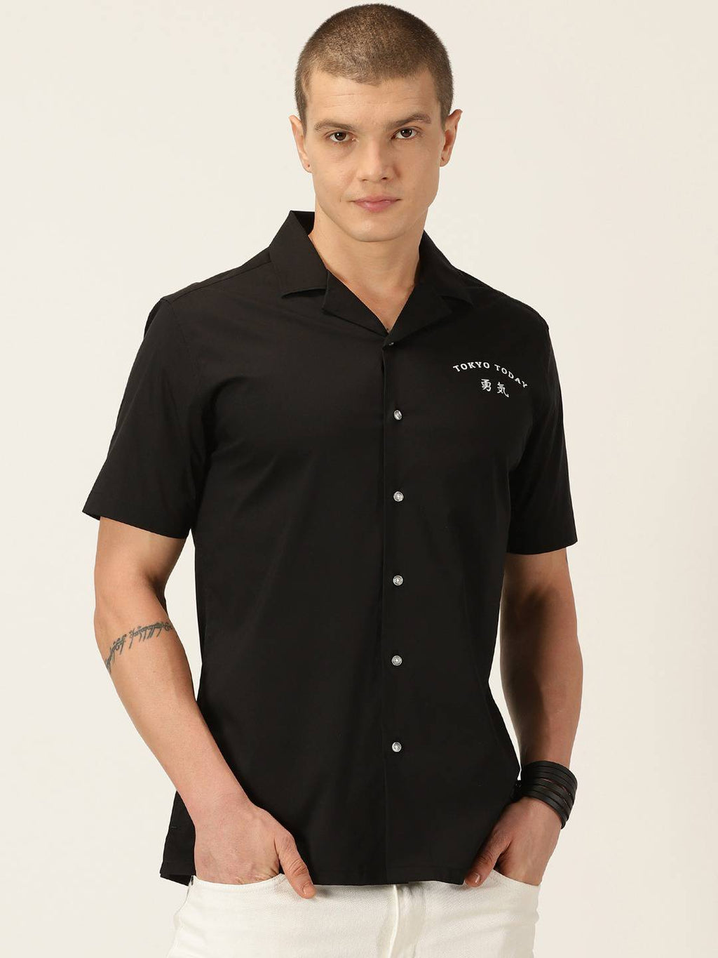 Thomas Scott Men Classic Regular Fit Spread Collar Casual Shirt