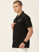 Black Classic Regular Fit Spread Collar Casual Shirt For Men