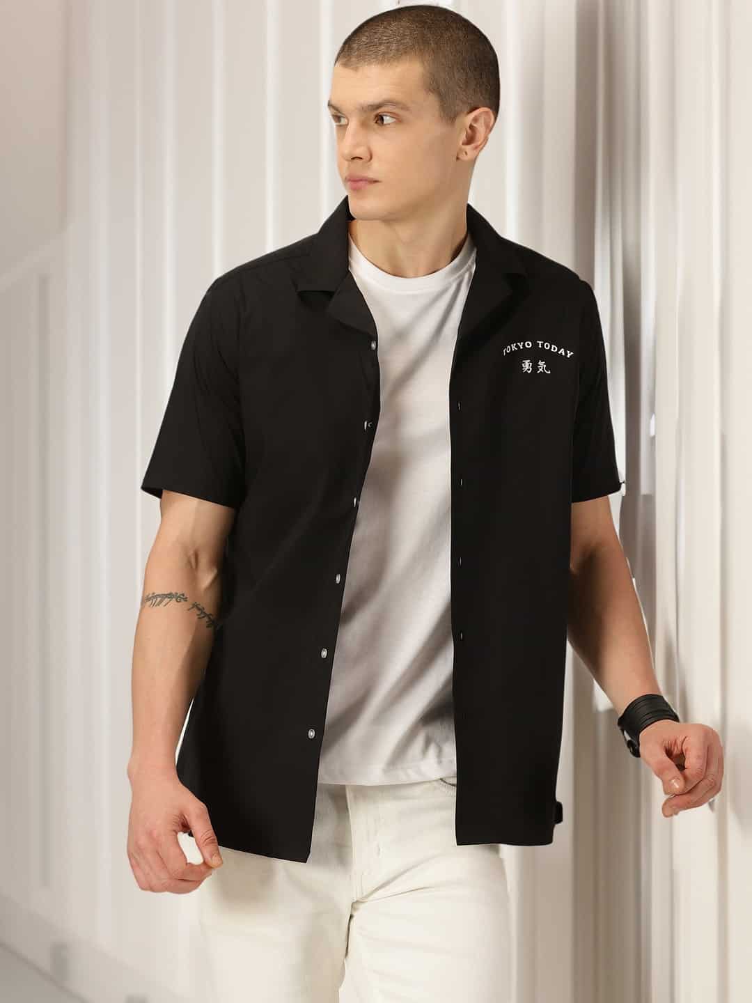 Thomas Scott Men Classic Regular Fit Spread Collar Casual Shirt