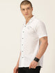 White Classic Slim Fit Cuban Collar Cotton Casual Shirt For Men
