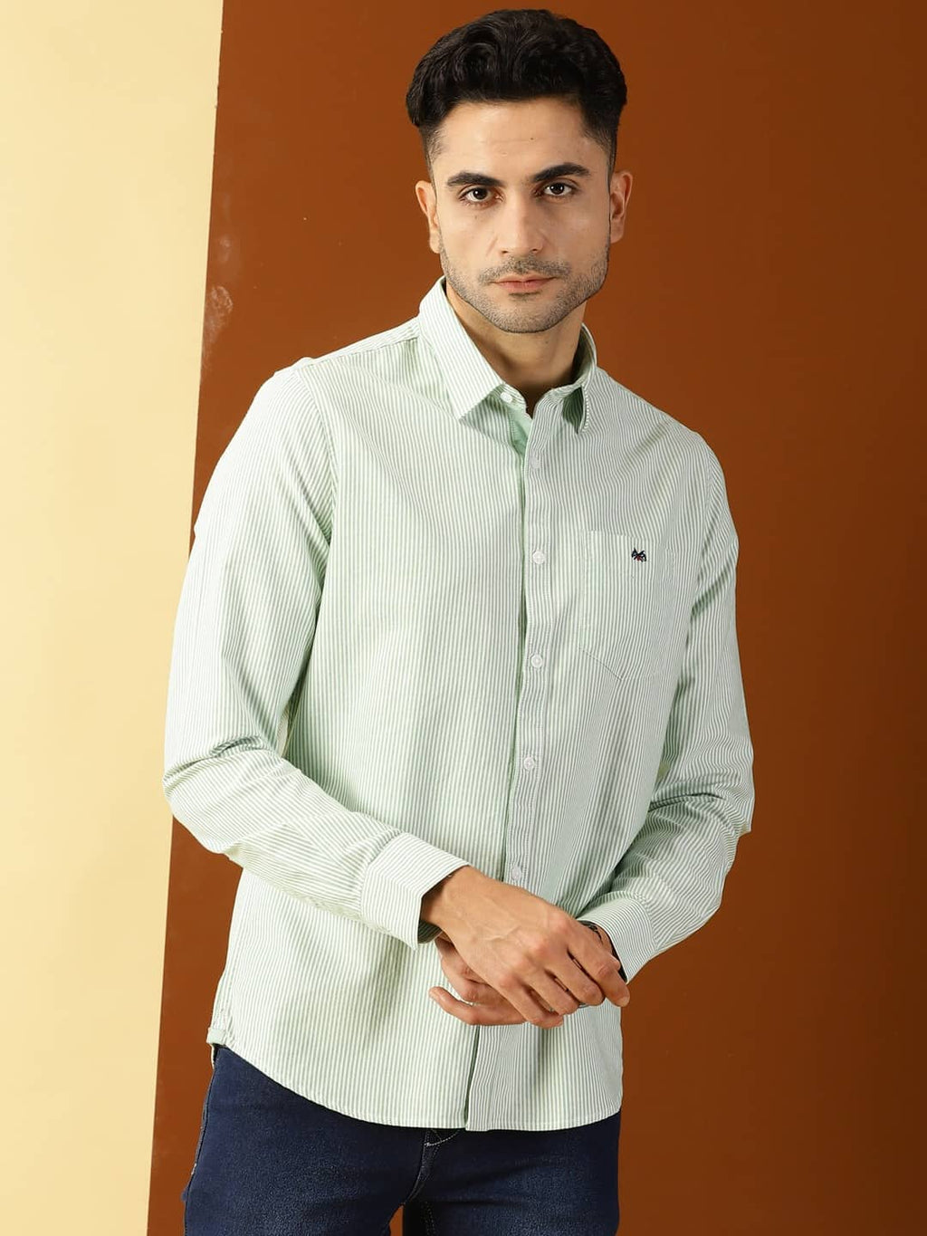 Thomas Scott Men Green Smart Slim Fit Opaque Casual Shirt