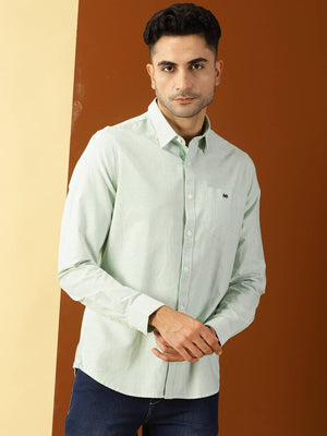 Thomas Scott Men Green Smart Slim Fit Opaque Casual Shirt