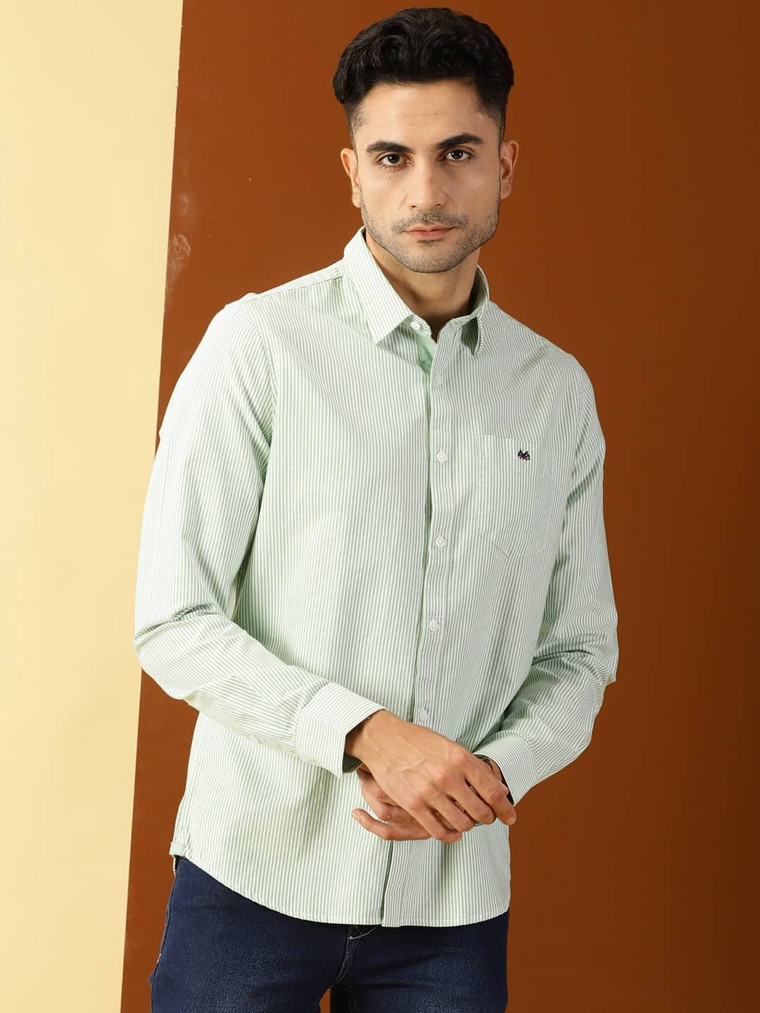 Thomas Scott Men Green Smart Slim Fit Opaque Casual Shirt