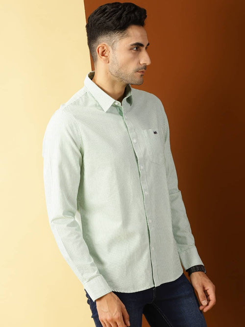 Thomas Scott Men Green Smart Slim Fit Opaque Casual Shirt