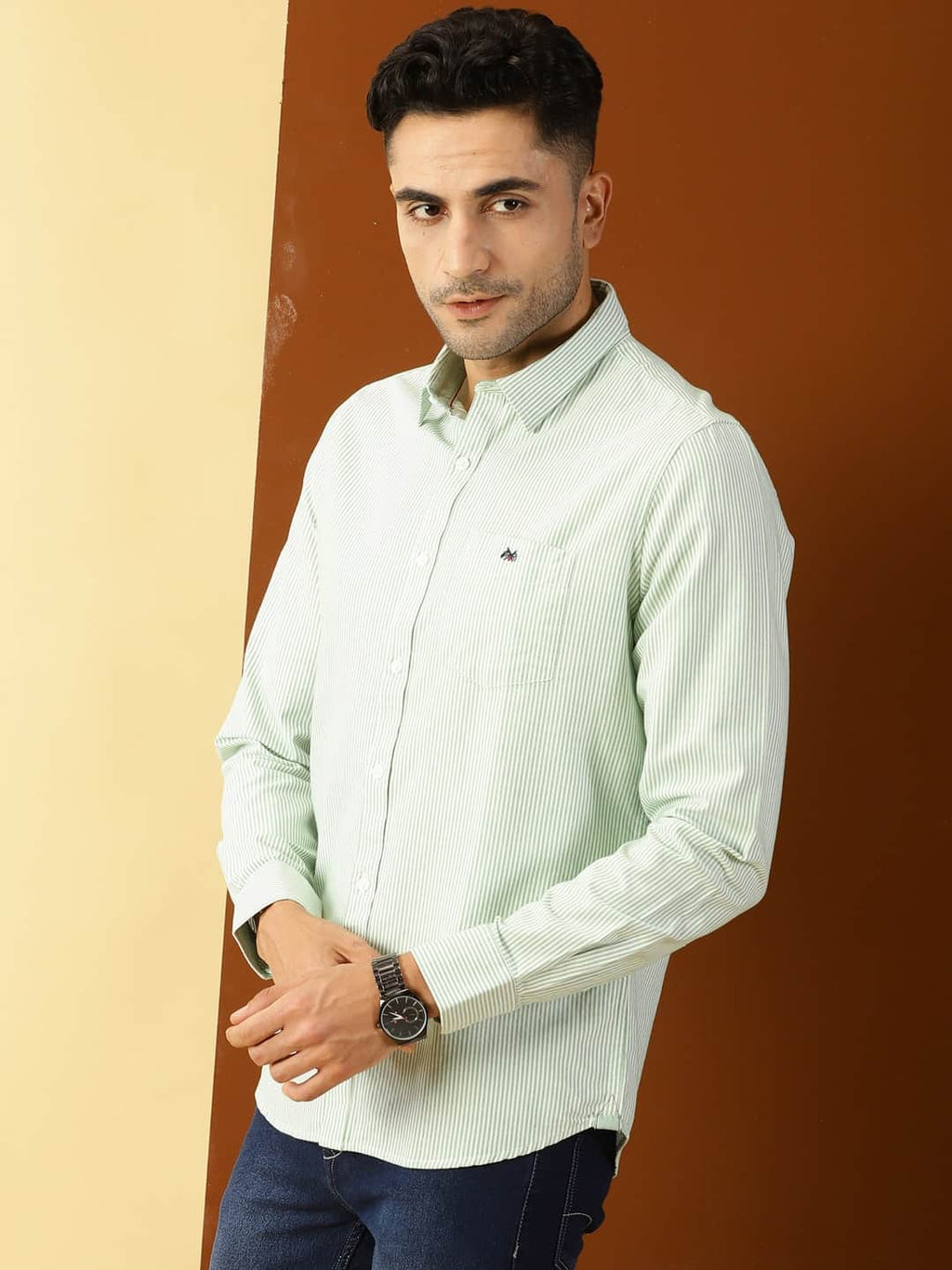 Thomas Scott Men Green Smart Slim Fit Opaque Casual Shirt
