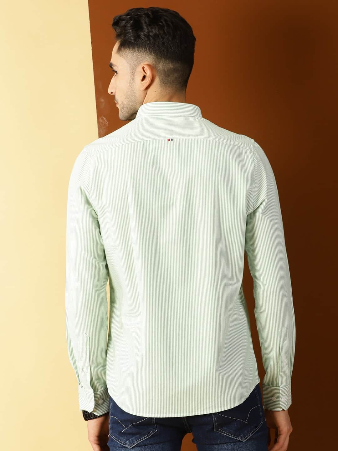 Thomas Scott Men Green Smart Slim Fit Opaque Casual Shirt