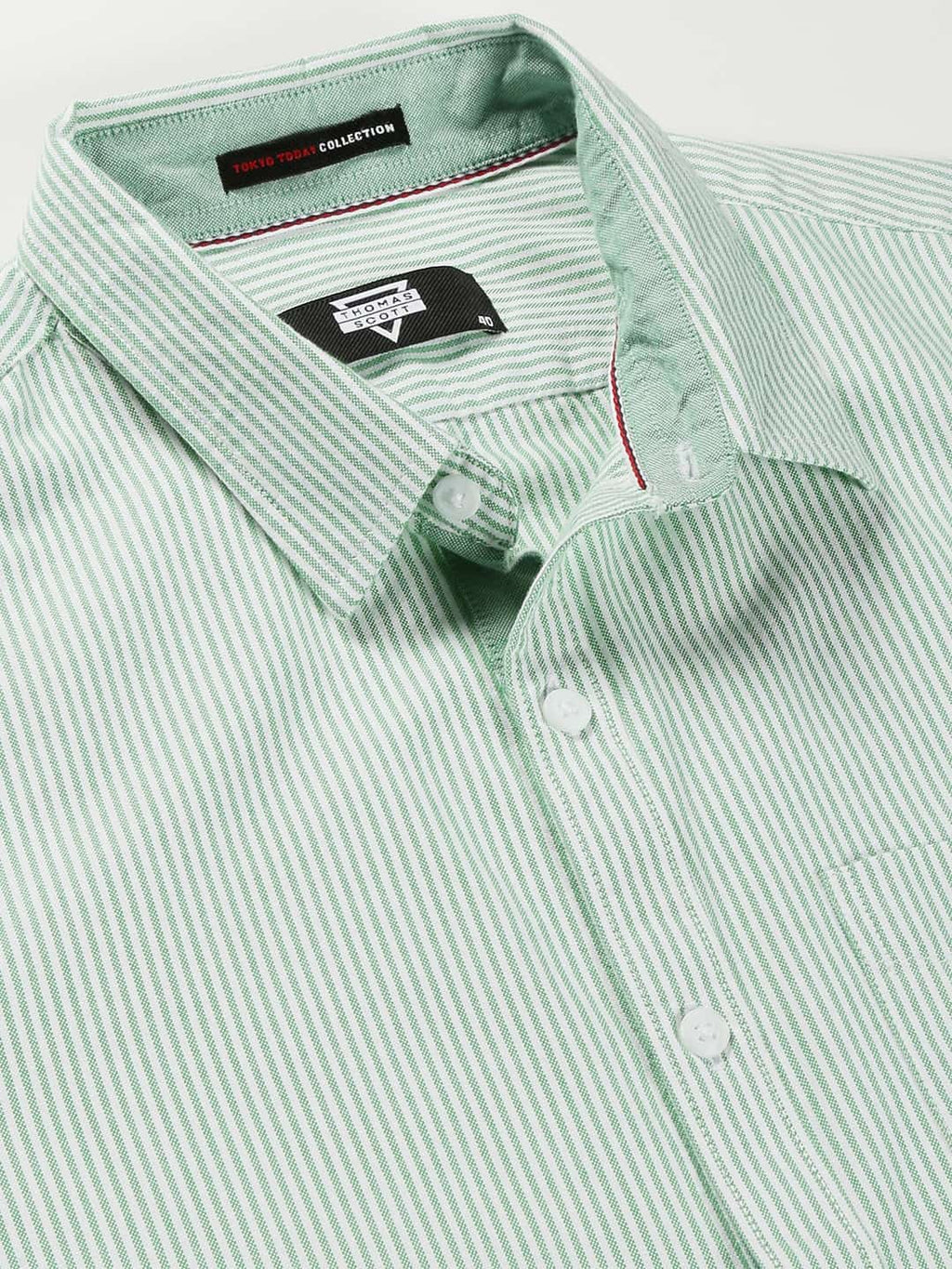 Thomas Scott Men Green Smart Slim Fit Opaque Casual Shirt