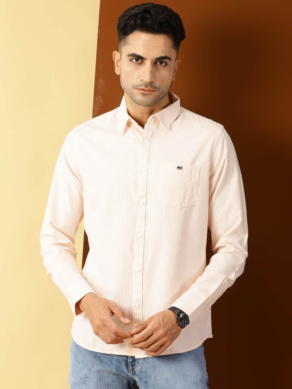 Thomas Scott Men Orange Smart Slim Fit Opaque Casual Shirt
