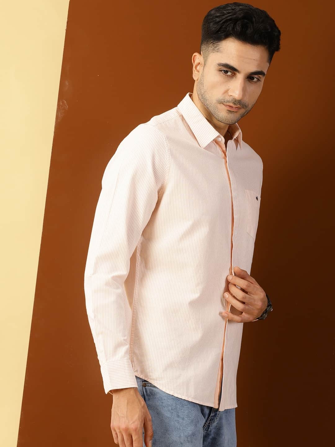 Thomas Scott Men Orange Smart Slim Fit Opaque Casual Shirt