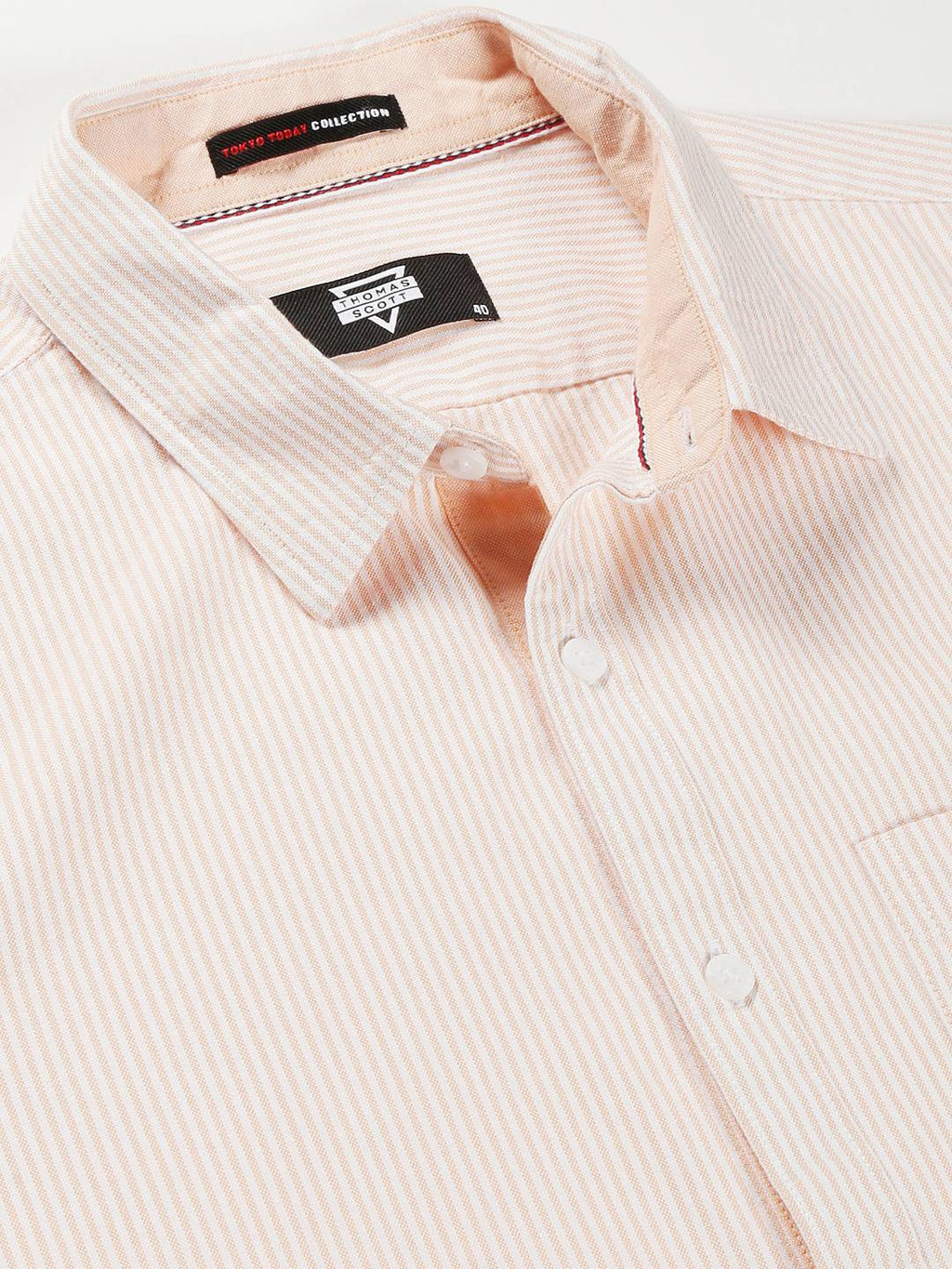 Thomas Scott Men Orange Smart Slim Fit Opaque Casual Shirt