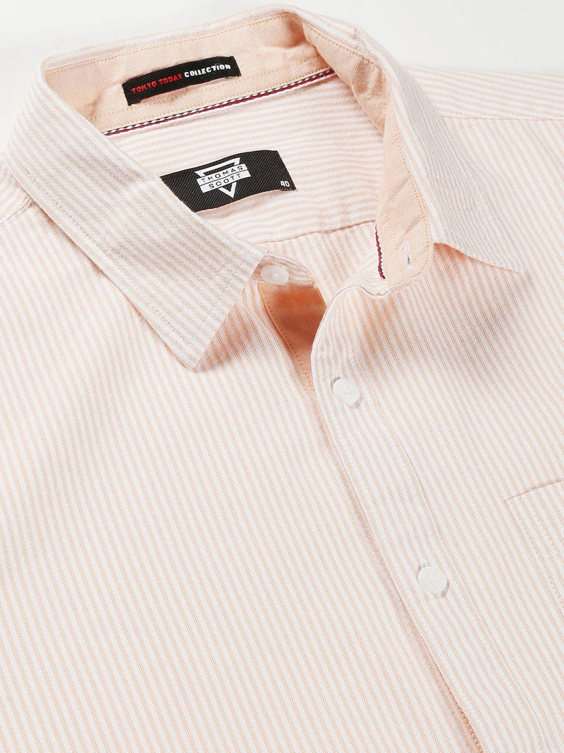 Thomas Scott Men Orange Smart Slim Fit Opaque Casual Shirt