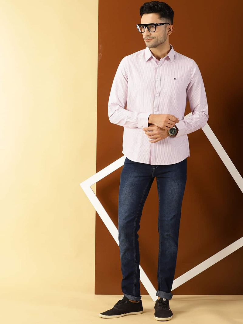 Thomas Scott Men Purple Smart Slim Fit Opaque Casual Shirt