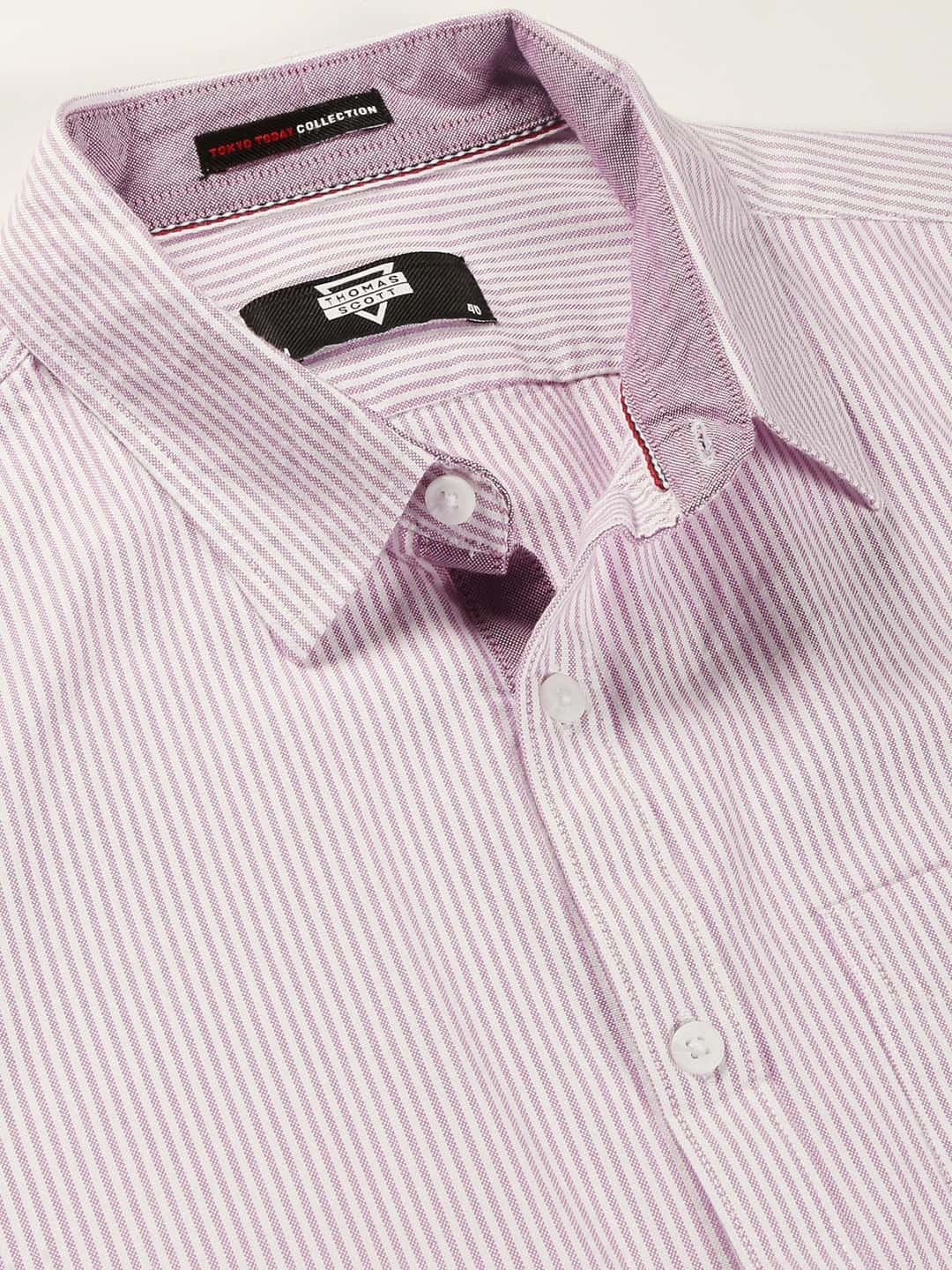 Thomas Scott Men Purple Smart Slim Fit Opaque Casual Shirt