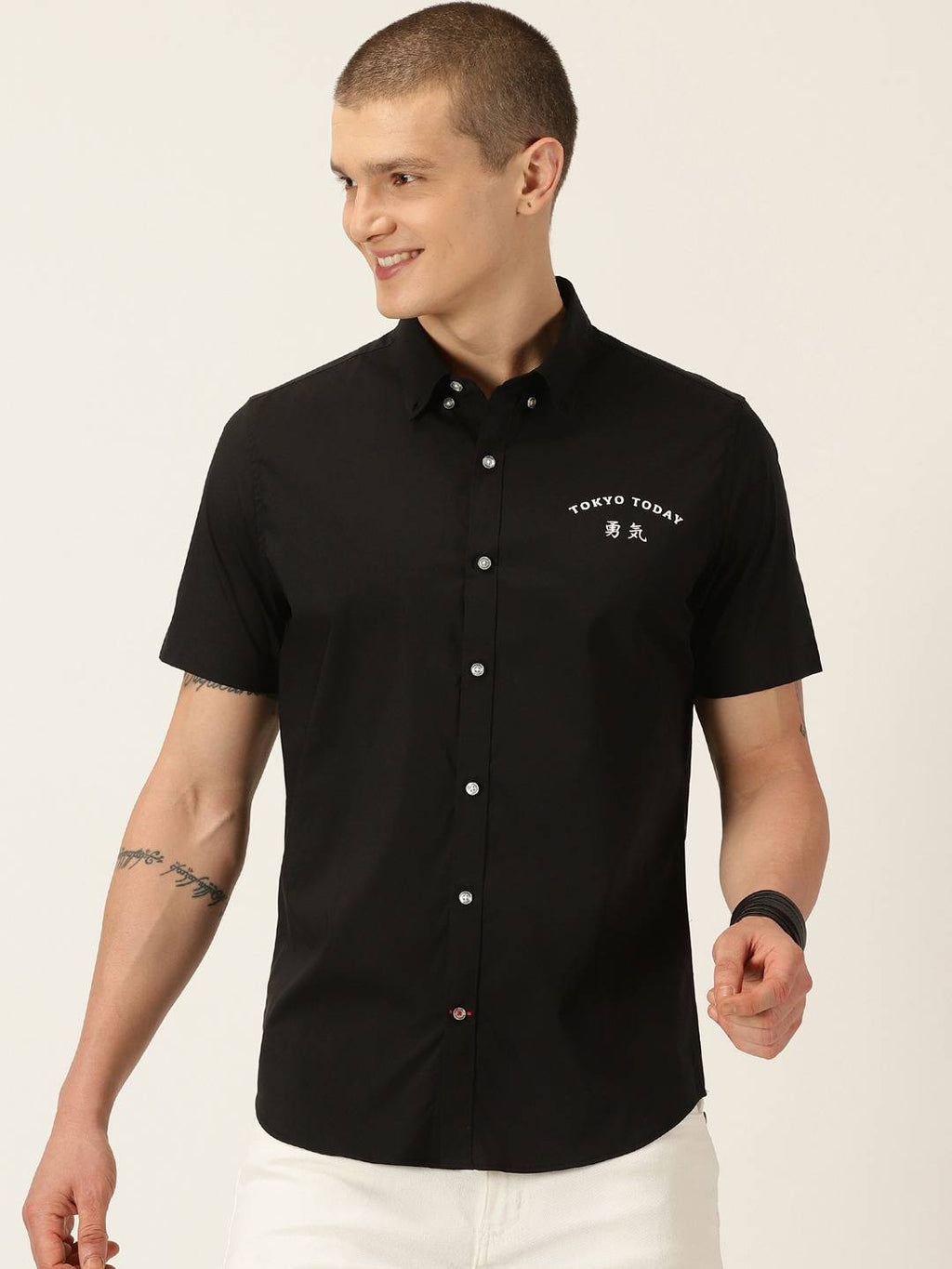 Thomas Scott Men Classic Slim Fit Button-Down Collar Casual Shirt