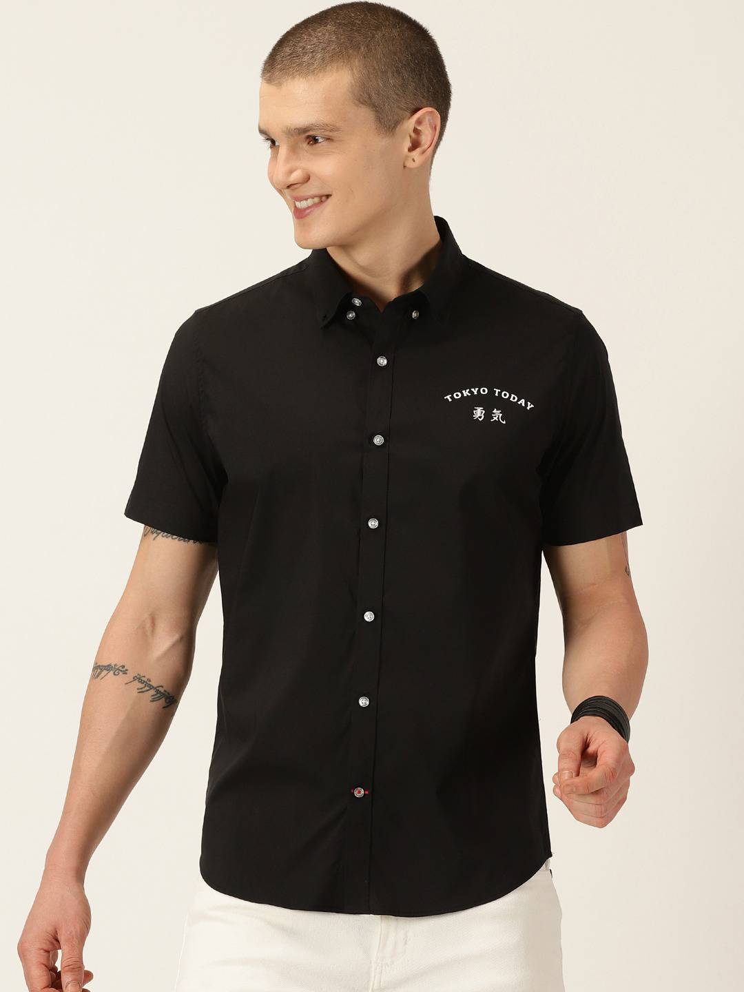 Thomas Scott Men Classic Slim Fit Button-Down Collar Casual Shirt