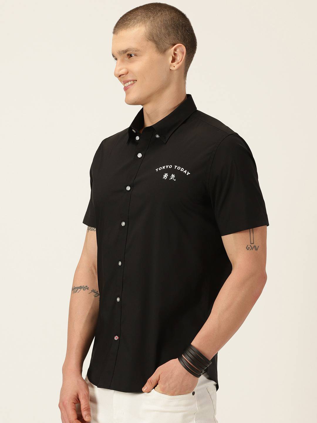 Thomas Scott Men Classic Slim Fit Button-Down Collar Casual Shirt