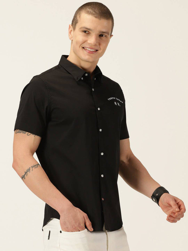 Thomas Scott Men Classic Slim Fit Button-Down Collar Casual Shirt