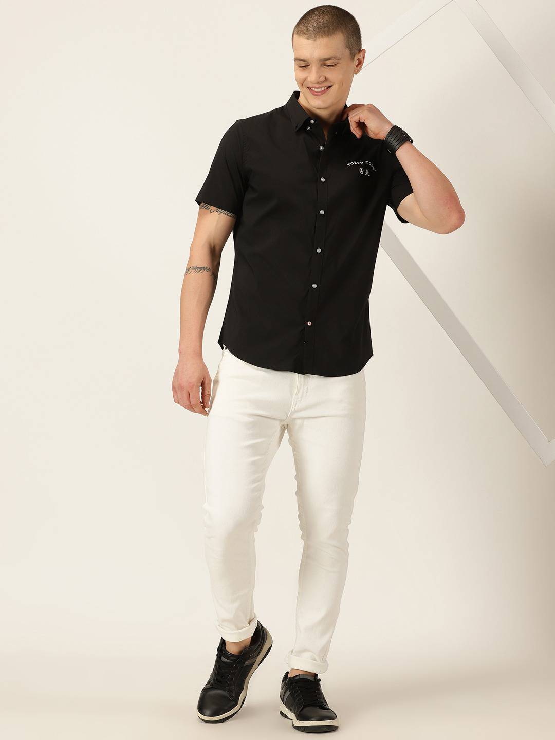 Thomas Scott Men Classic Slim Fit Button-Down Collar Casual Shirt