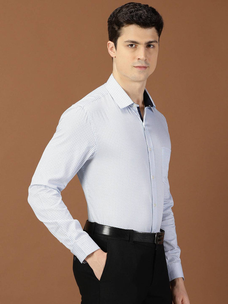 Thomas Scott Men Classic Slim Fit Micro Ditsy Printed Cotton Formal Shirt