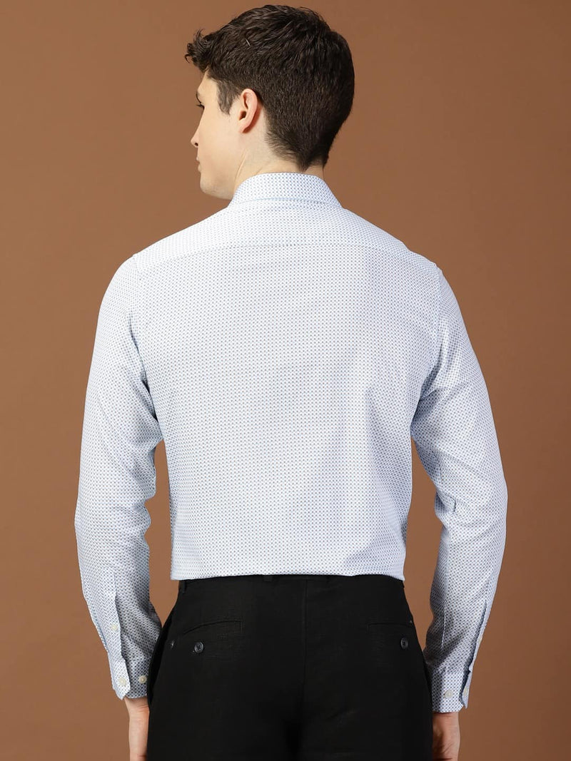 Thomas Scott Men Classic Slim Fit Micro Ditsy Printed Cotton Formal Shirt
