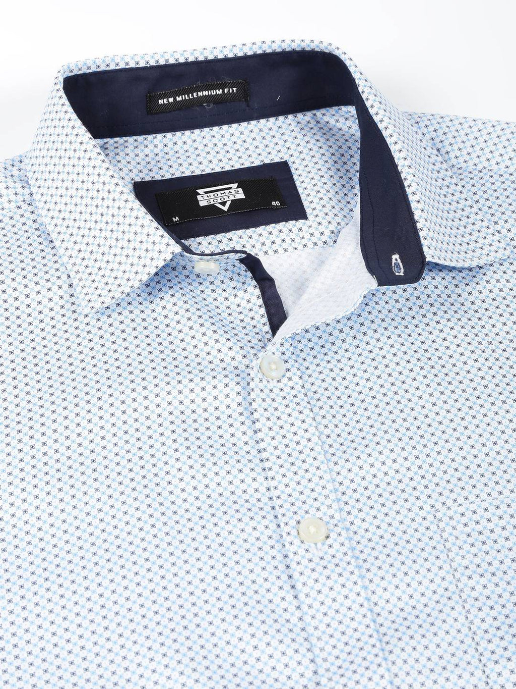 Thomas Scott Men Classic Slim Fit Micro Ditsy Printed Cotton Formal Shirt