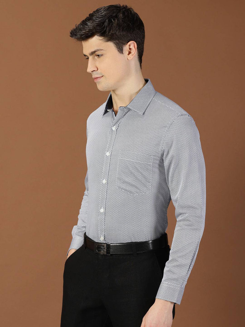 Thomas Scott Men Classic Slim Fit Micro Ditsy Printed Cotton Formal Shirt