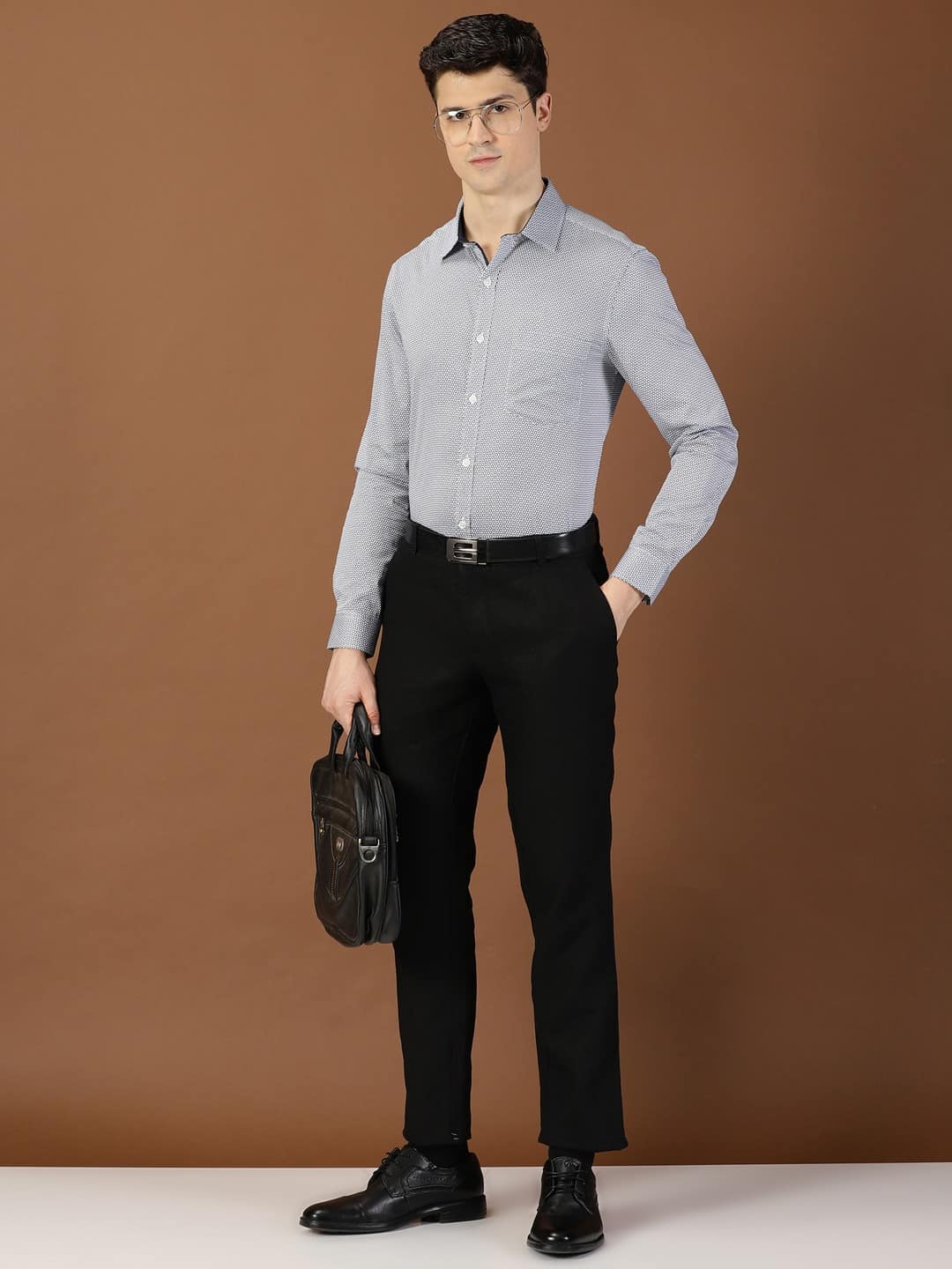 Thomas Scott Men Classic Slim Fit Micro Ditsy Printed Cotton Formal Shirt