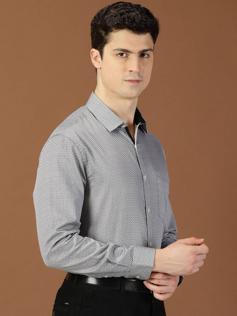 Thomas Scott Men Classic Slim Fit Micro Ditsy Printed Cotton Formal Shirt