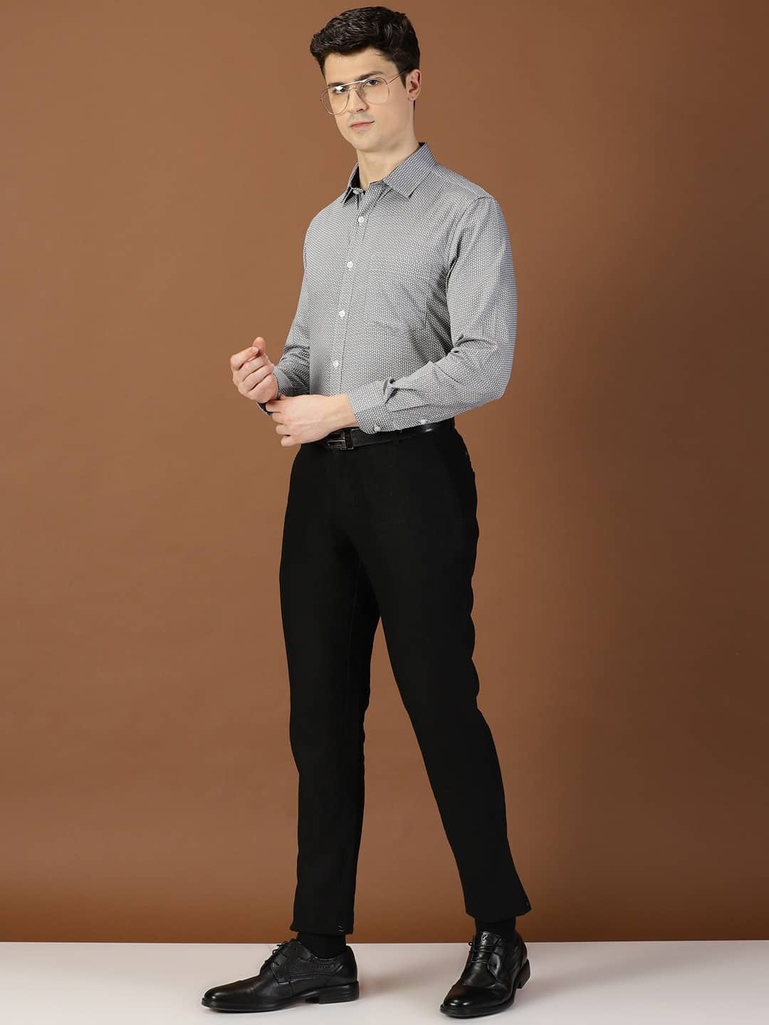 Thomas Scott Men Classic Slim Fit Micro Ditsy Printed Cotton Formal Shirt