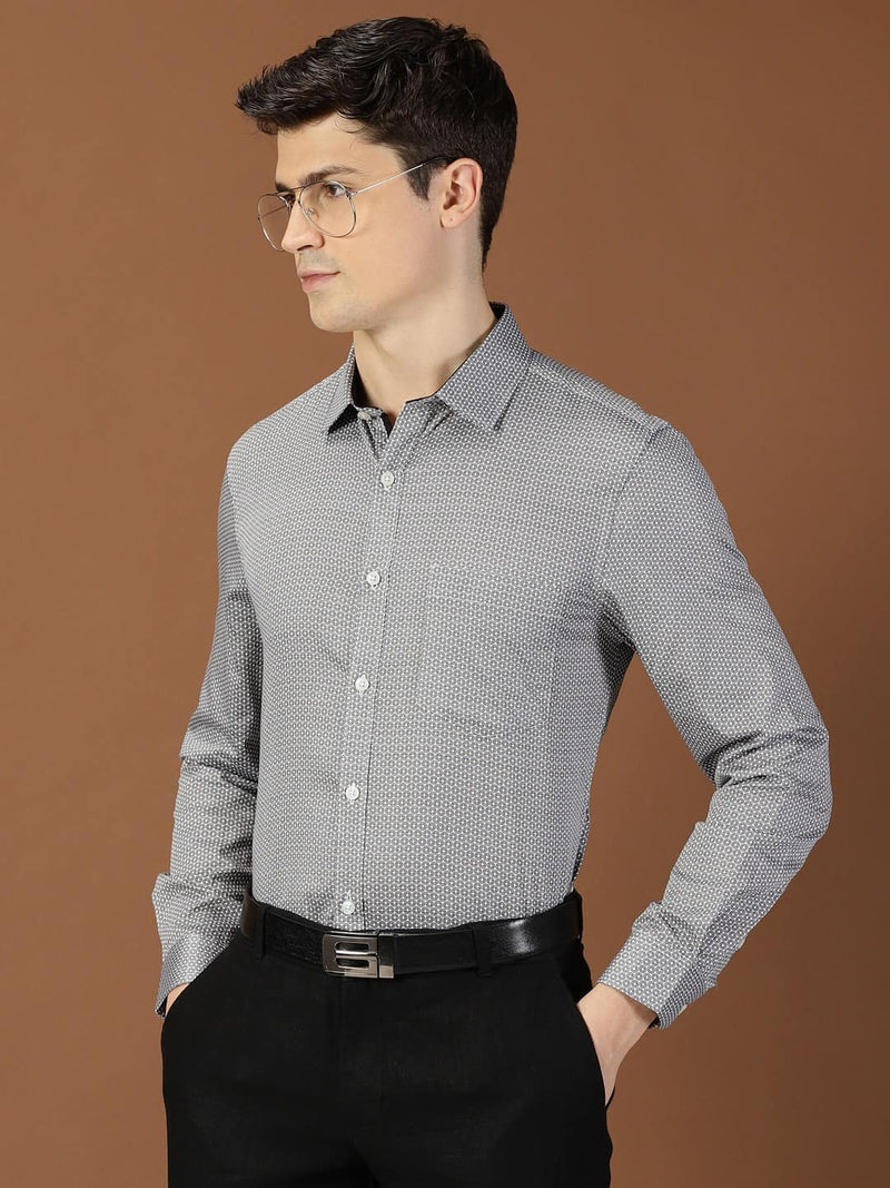 Thomas Scott Men Classic Slim Fit Micro Ditsy Printed Cotton Formal Shirt