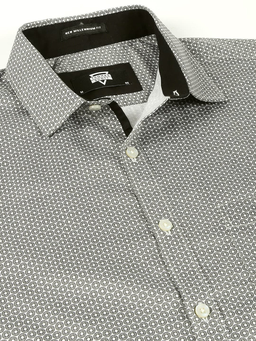 Thomas Scott Men Classic Slim Fit Micro Ditsy Printed Cotton Formal Shirt