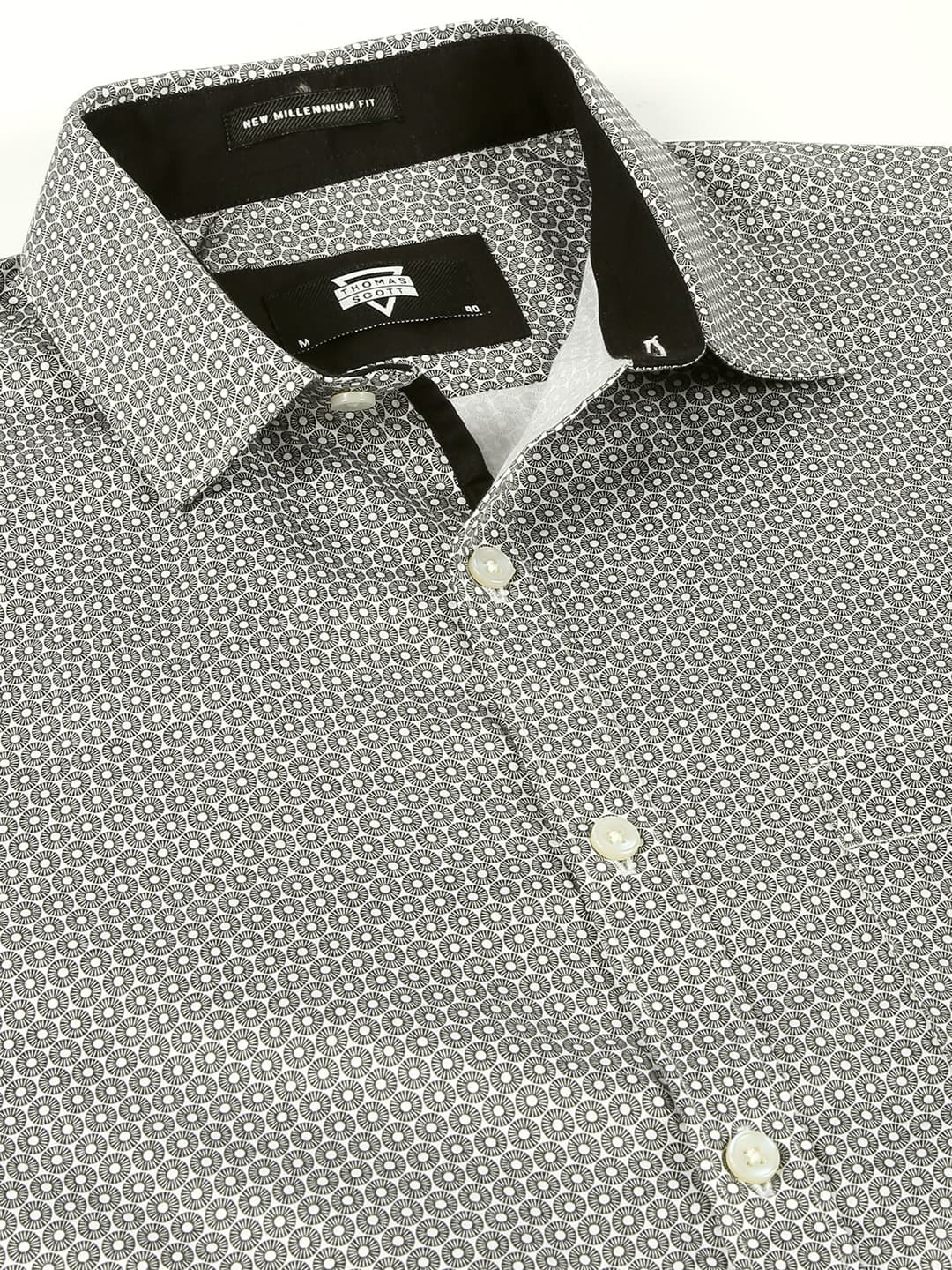 Thomas Scott Men Classic Slim Fit Micro Ditsy Printed Cotton Formal Shirt