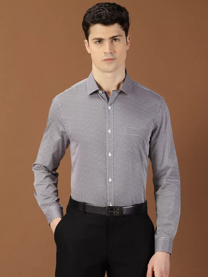 Thomas Scott Men Classic Slim Fit Micro Ditsy Printed Cotton Formal Shirt
