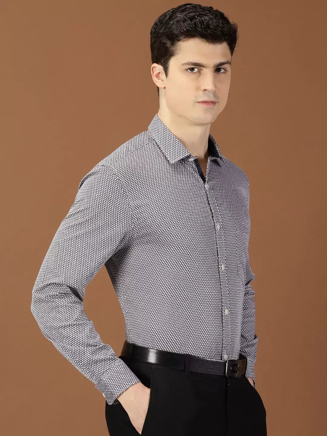 Thomas Scott Men Classic Slim Fit Micro Ditsy Printed Cotton Formal Shirt