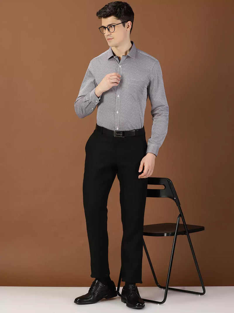 Thomas Scott Men Classic Slim Fit Micro Ditsy Printed Cotton Formal Shirt