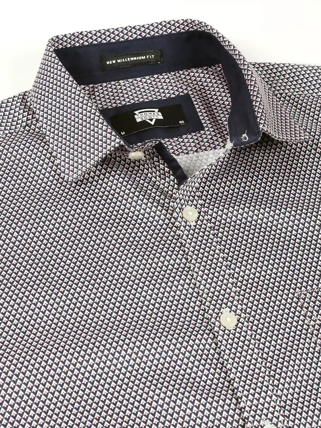 Thomas Scott Men Classic Slim Fit Micro Ditsy Printed Cotton Formal Shirt