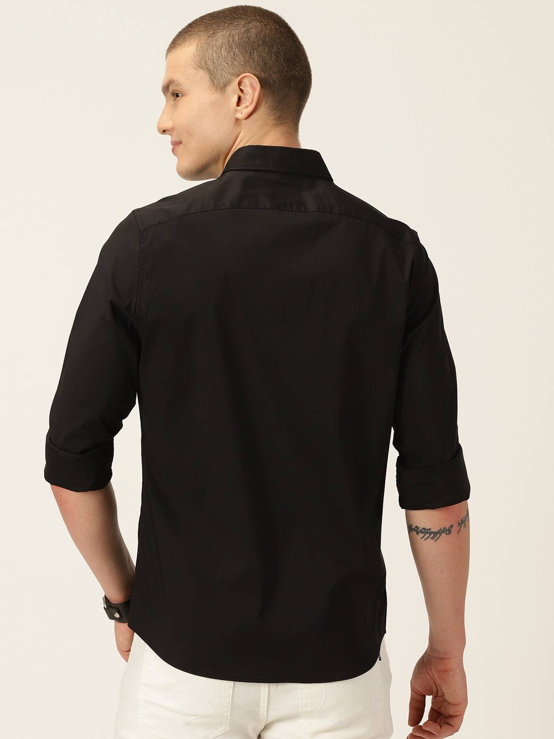 Thomas Scott Men Classic Slim Fit Spread Collar Long Sleeve Casual Shirt
