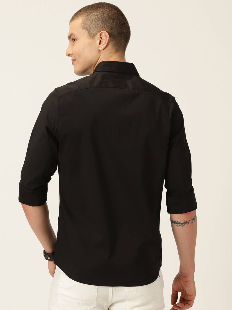 Thomas Scott Men Classic Slim Fit Spread Collar Long Sleeve Casual Shirt