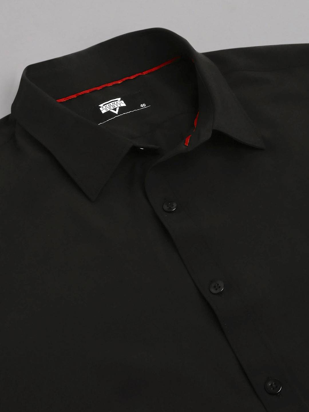 Thomas Scott Men Classic Slim Fit 4 Way Stretch Spread Collar Casual Shirt