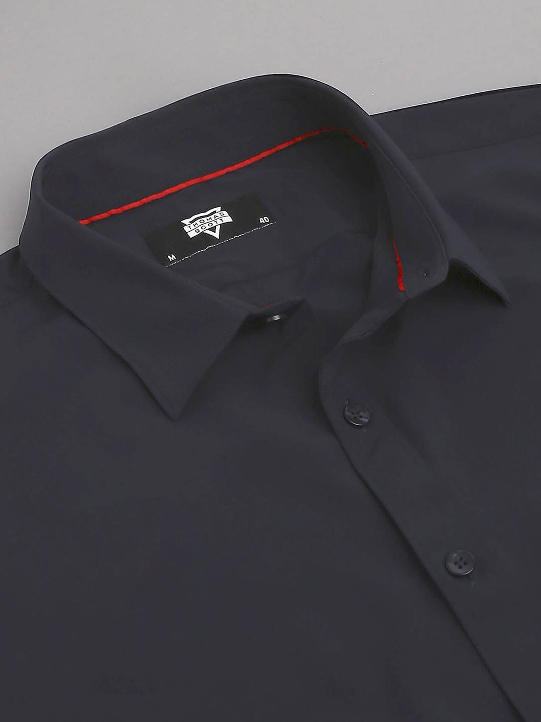 Thomas Scott Men Classic Slim Fit 4 Way Stretch Spread Collar Casual Shirt