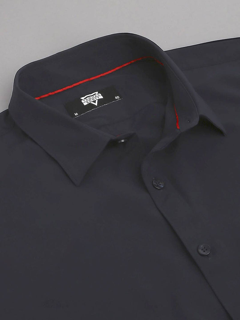 Thomas Scott Men Classic Slim Fit 4 Way Stretch Spread Collar Casual Shirt