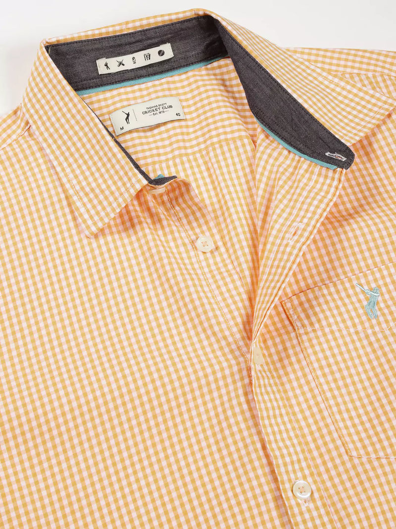 Thomas Scott Men Standard Slim Fit Checked Pure Cotton Casual Shirt